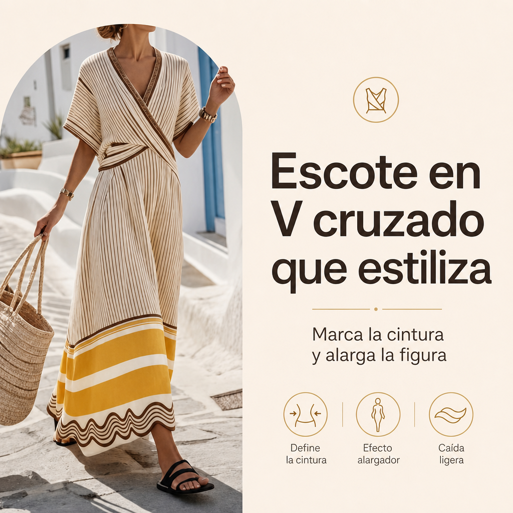 Escote en V cruzado que estiliza