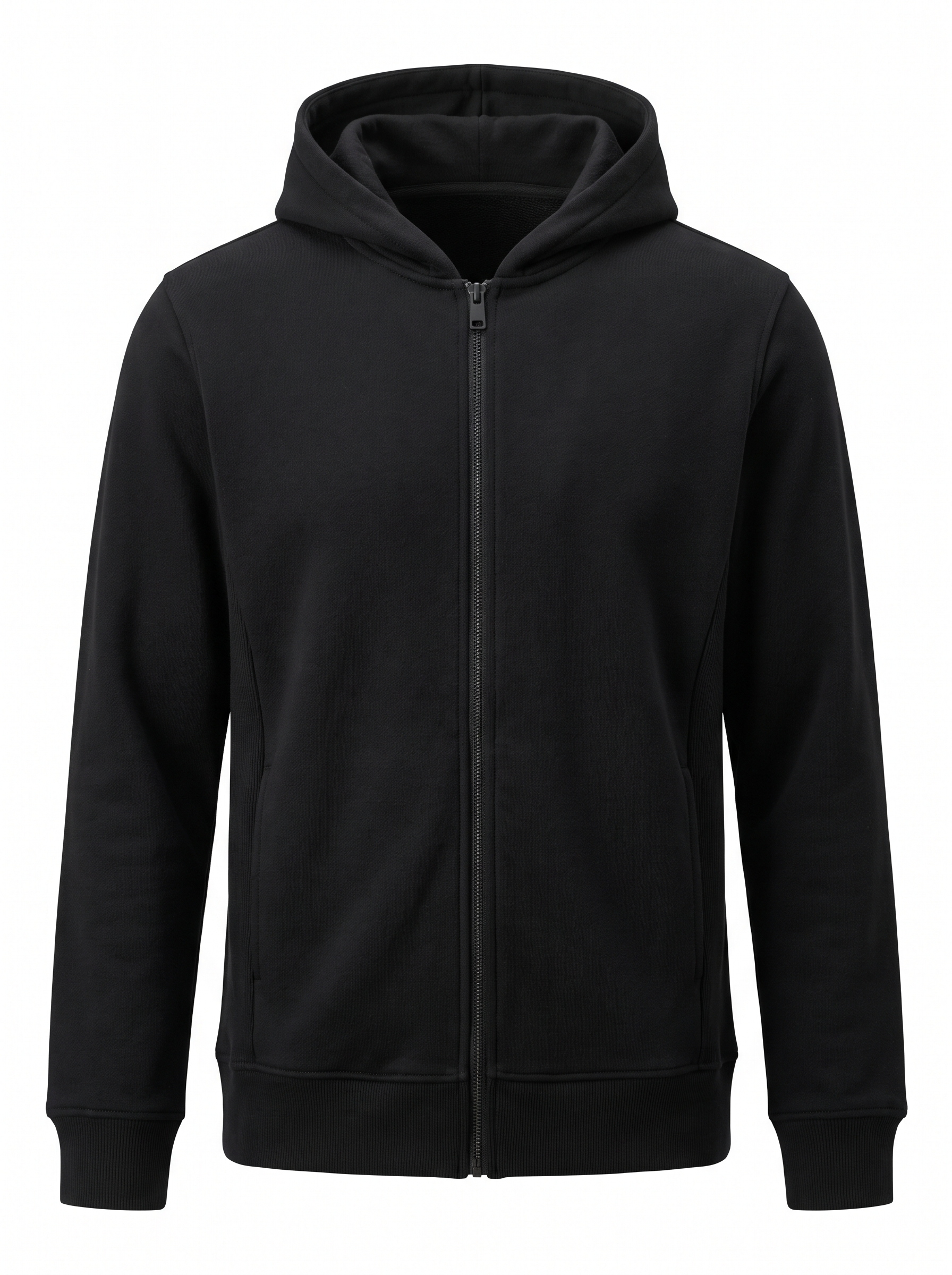 Zip-Through Hoodie — Jet Black