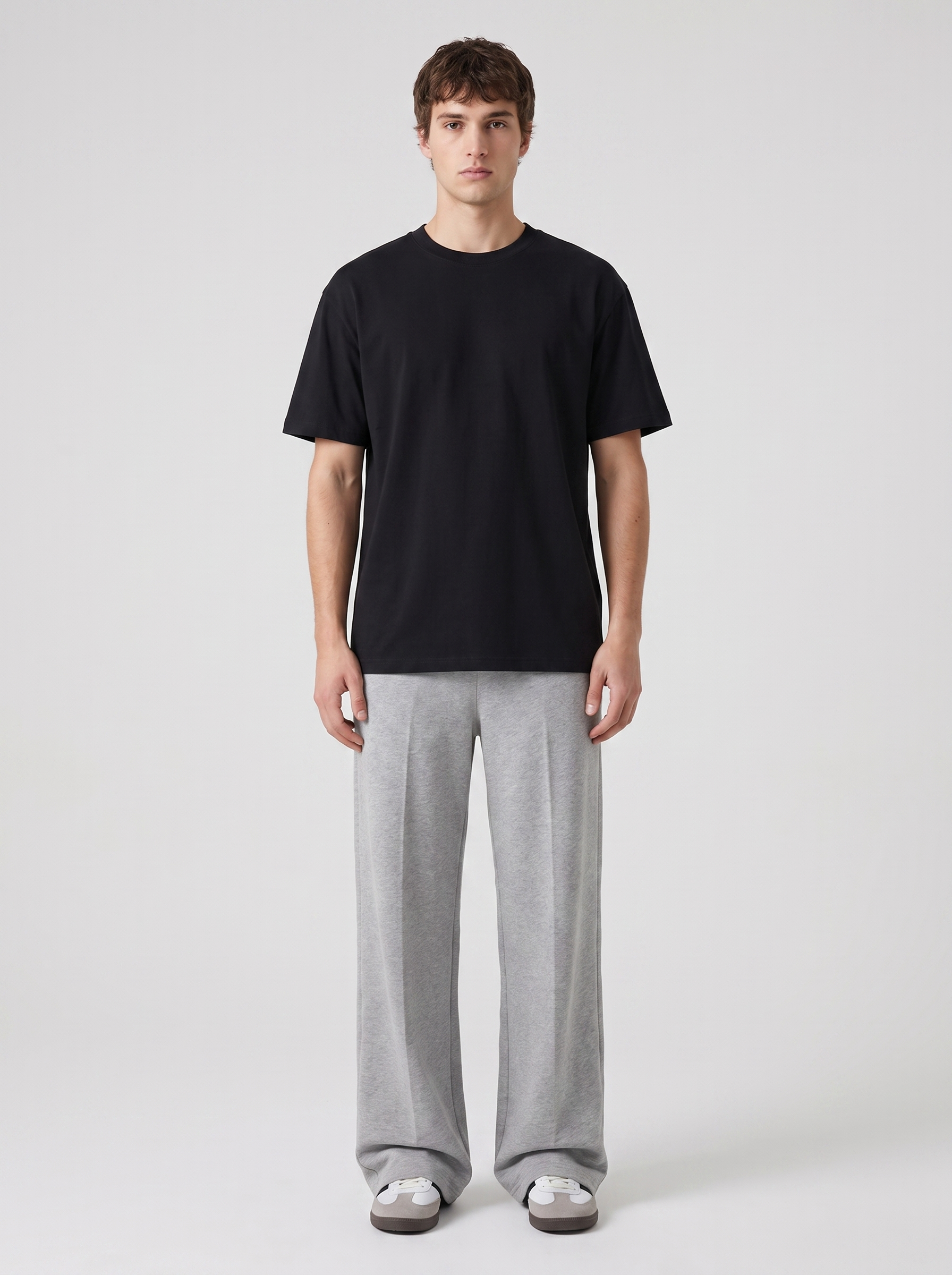 Wide Sweatpant — Ash Grey — On model