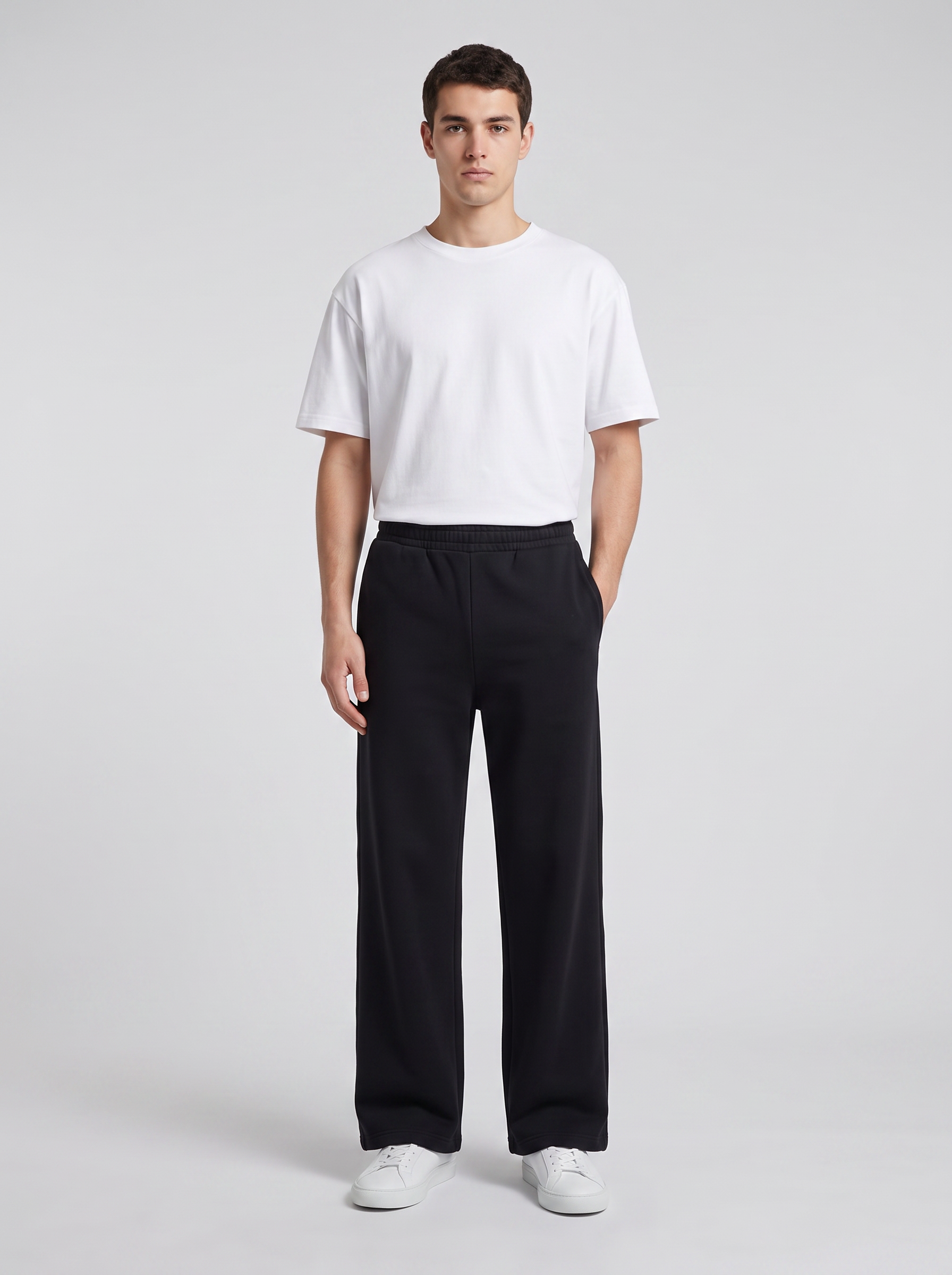 Wide Sweatpant — Jet Black — On model