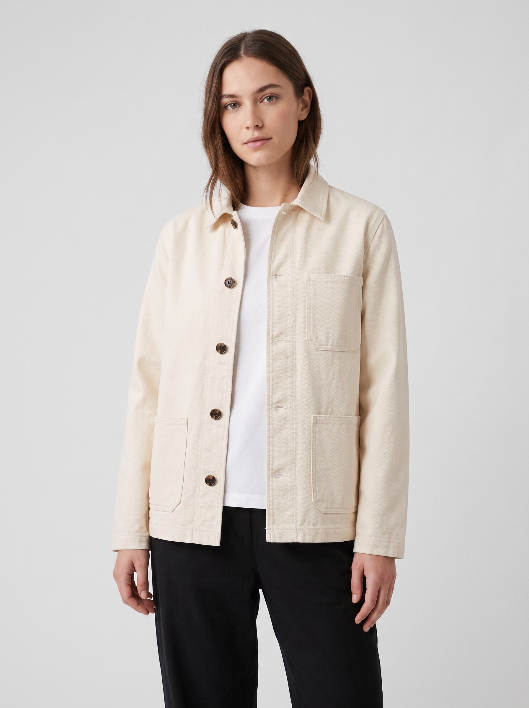 Chore Jacket — Ecru — On model