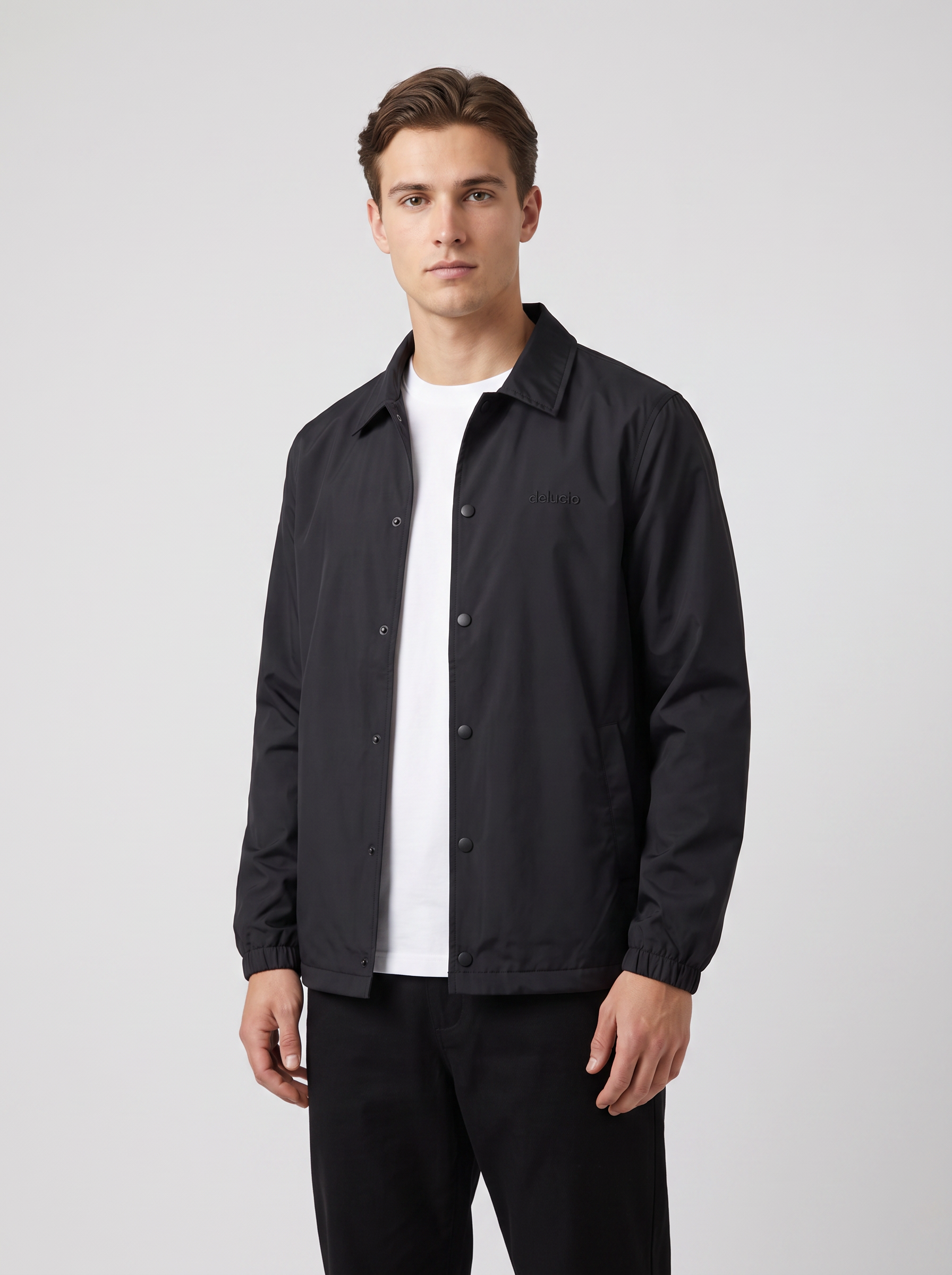 Coach Jacket — Jet Black — On model