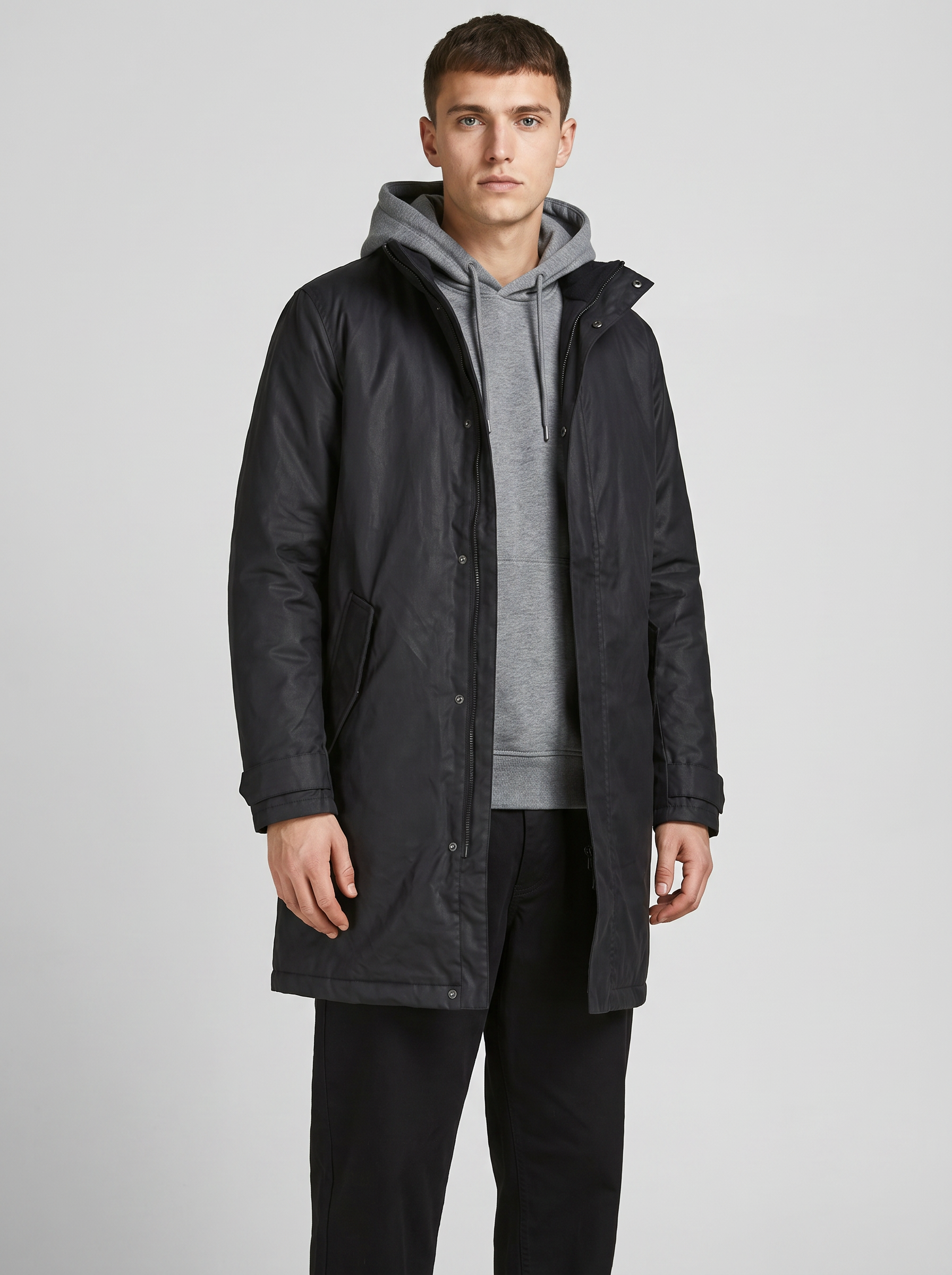 Worker Parka — Jet Black — On model
