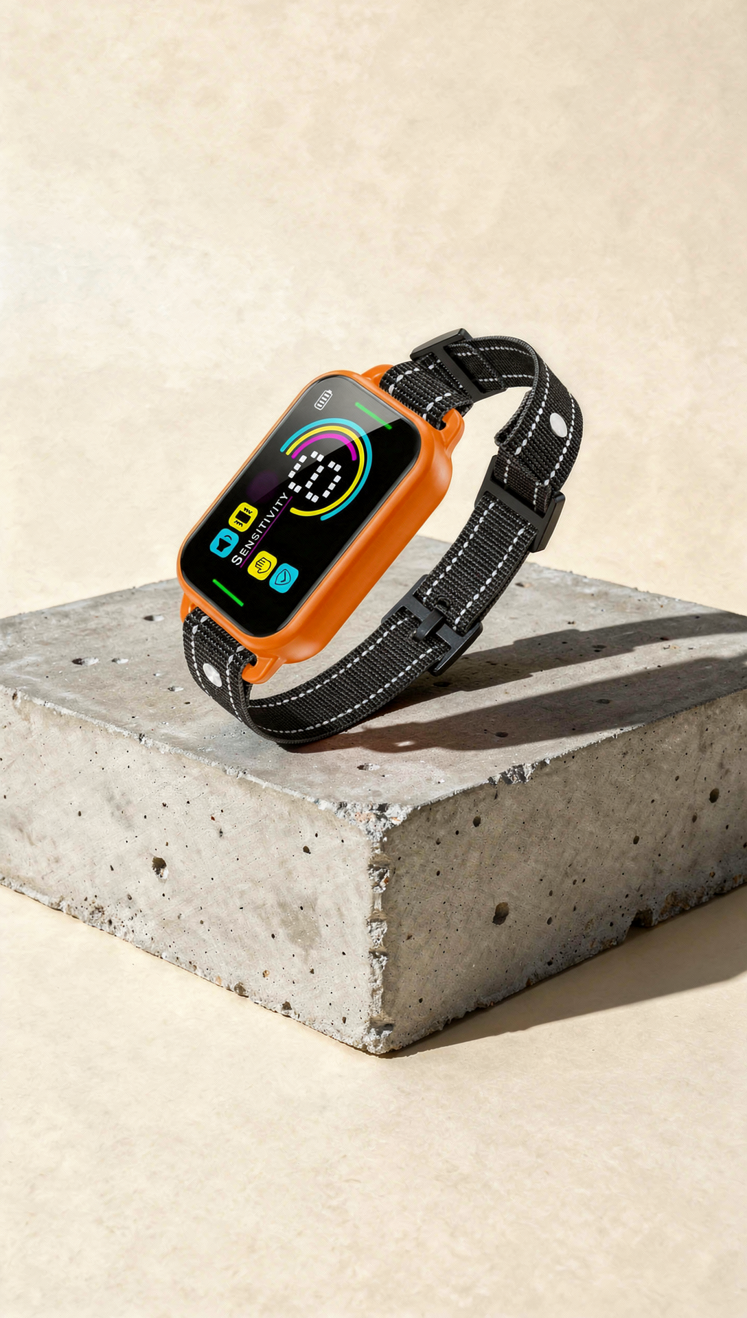 Mello collar on concrete pedestal