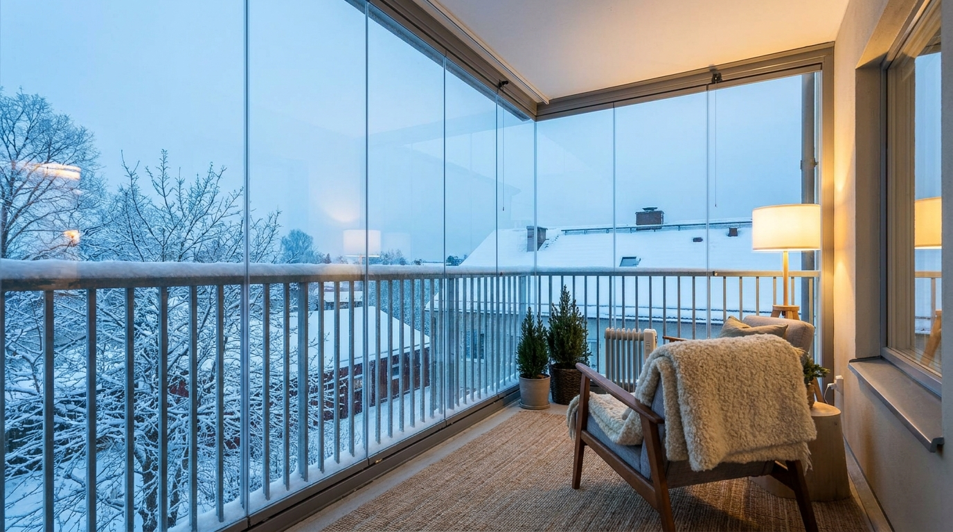 Balkon używany zimą