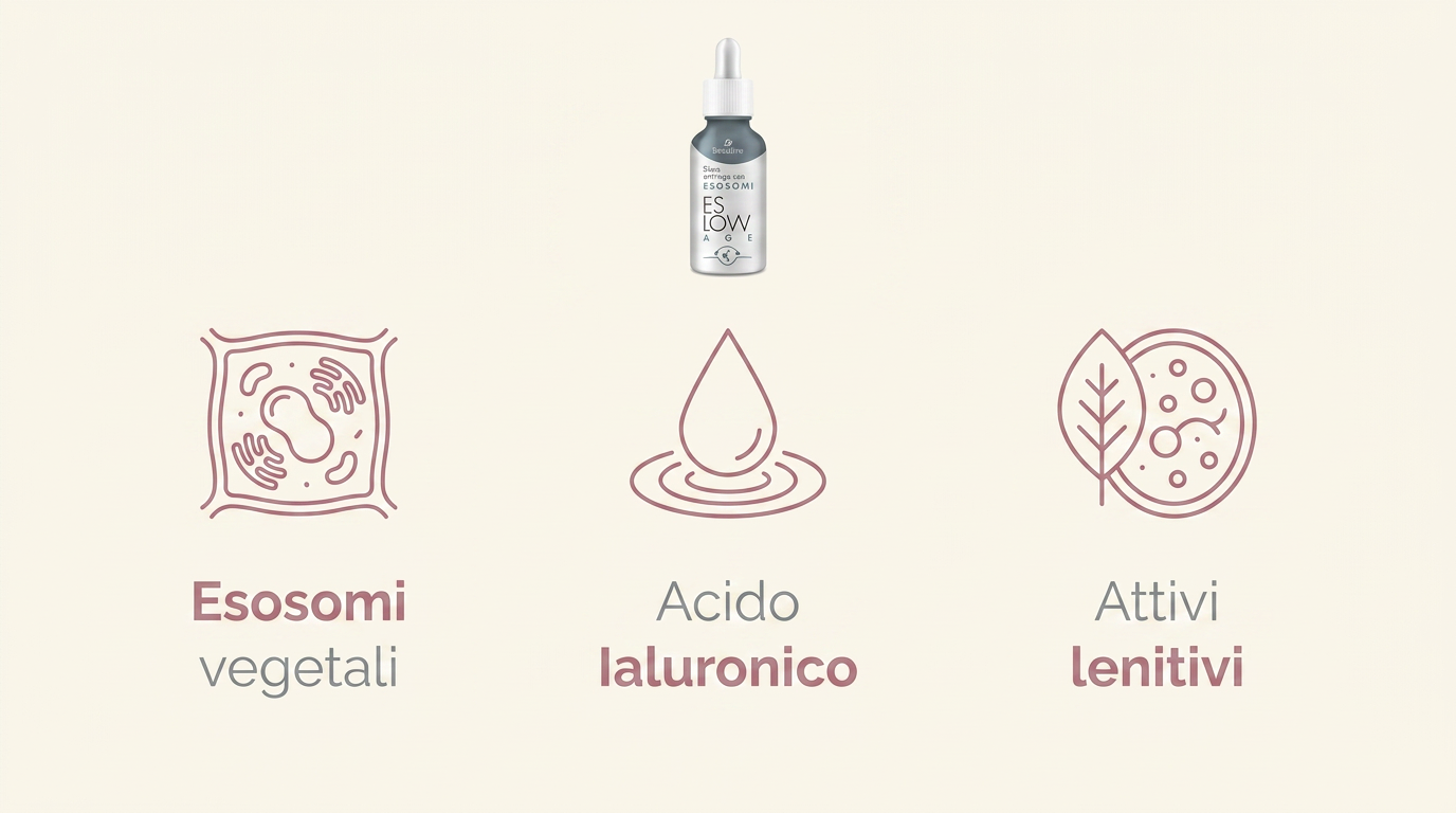 I tre attivi di Eslow Age: esosomi vegetali, acido ialuronico, attivi lenitivi