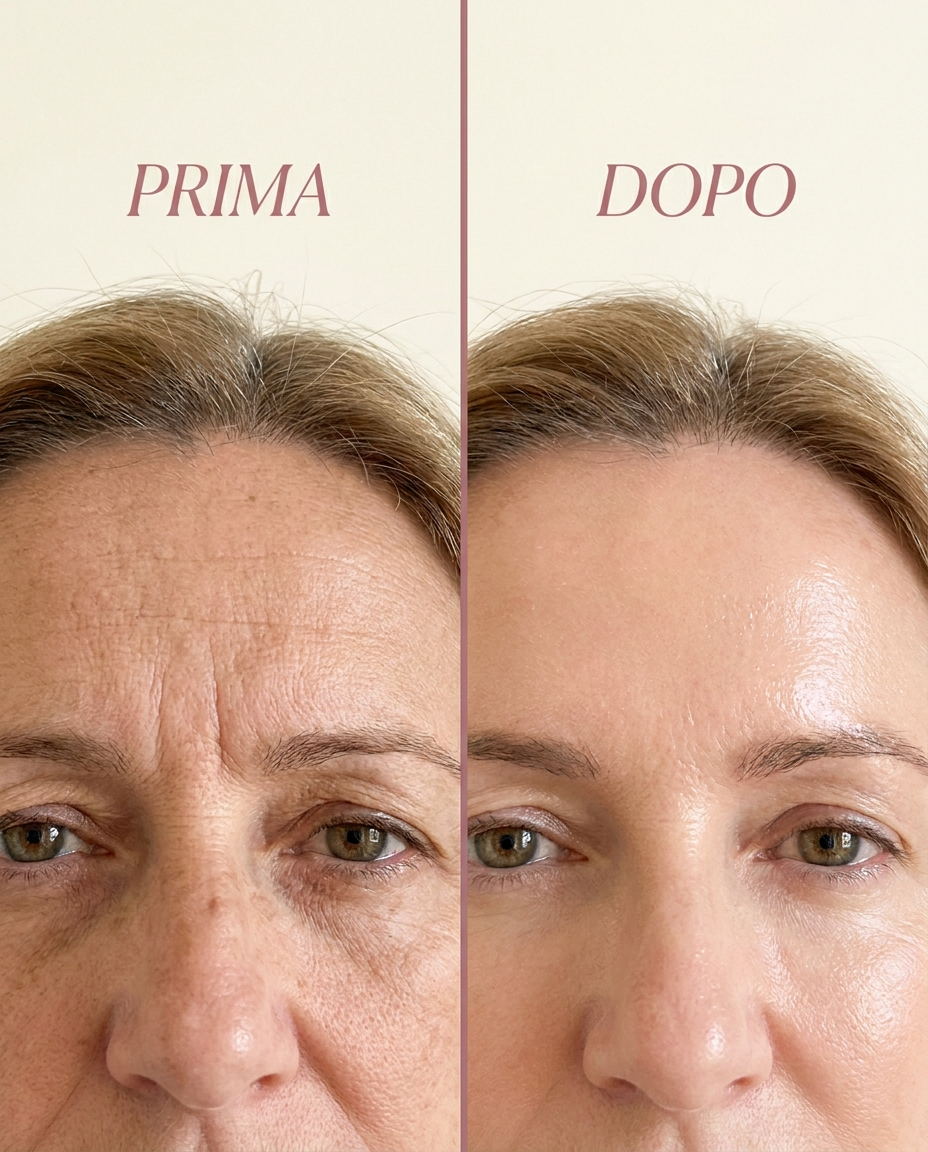 Prima e dopo rughe fronte