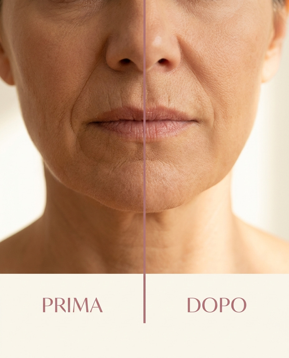 Prima e dopo rughe naso-labiali