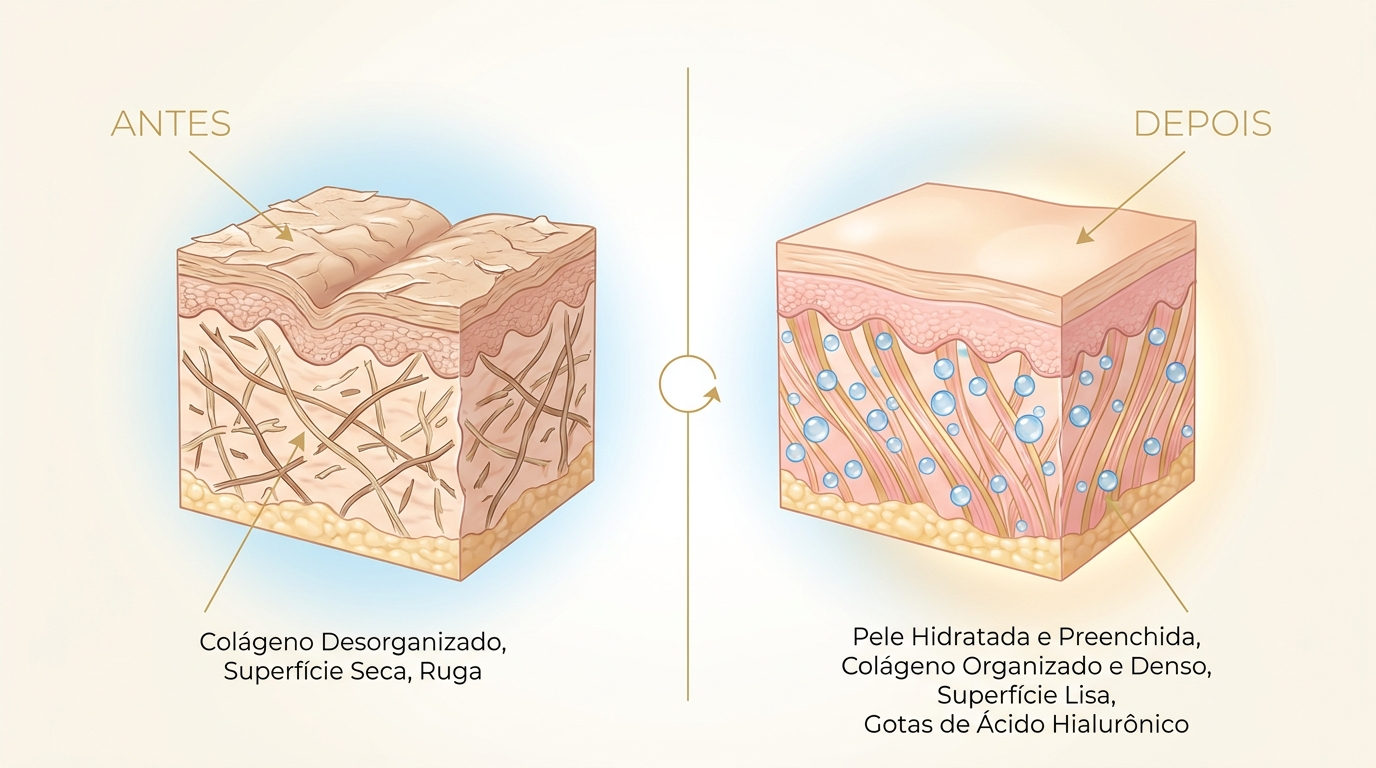 Ação do sérum nas camadas da pele: antes e depois