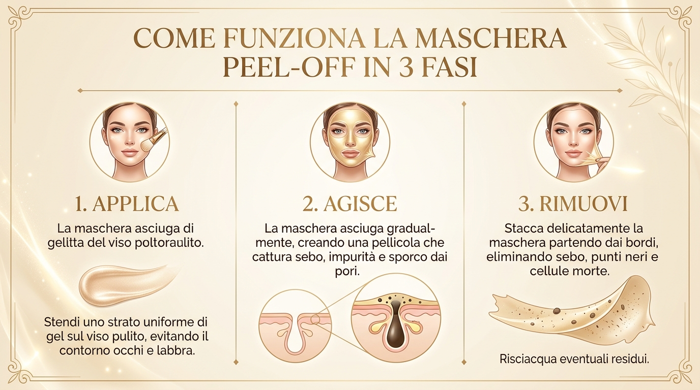 Come funziona la maschera peel-off in 3 fasi