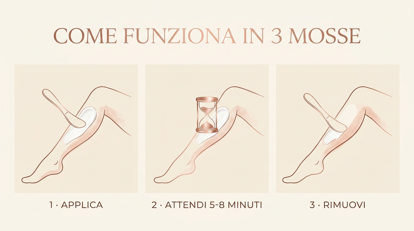 Come funziona SILK DEPIL in 3 mosse: applica, attendi, rimuovi