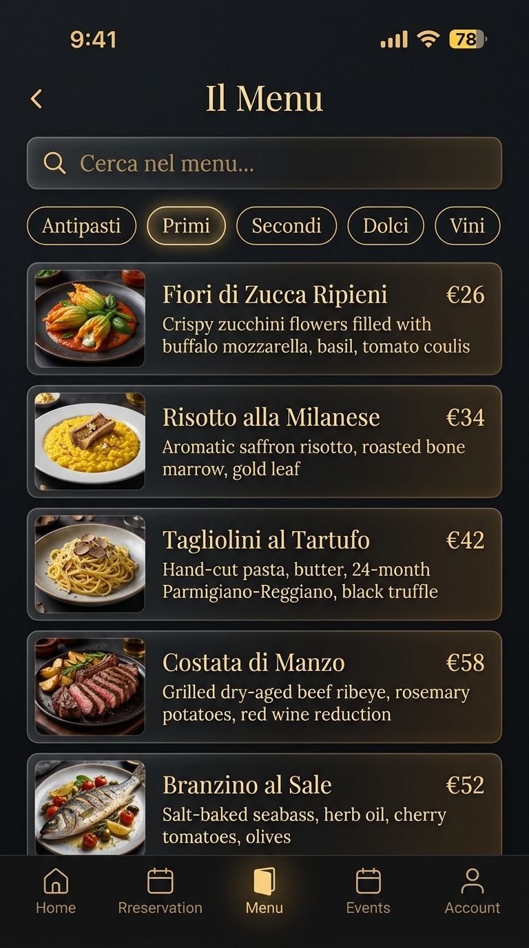 Osteria del Naviglio — Menu