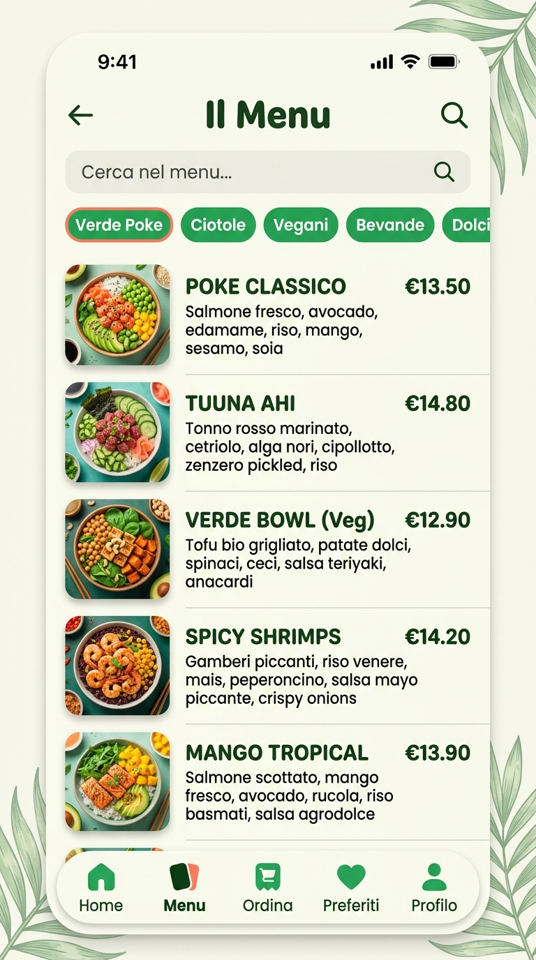 Verde Poke Bar — Menu