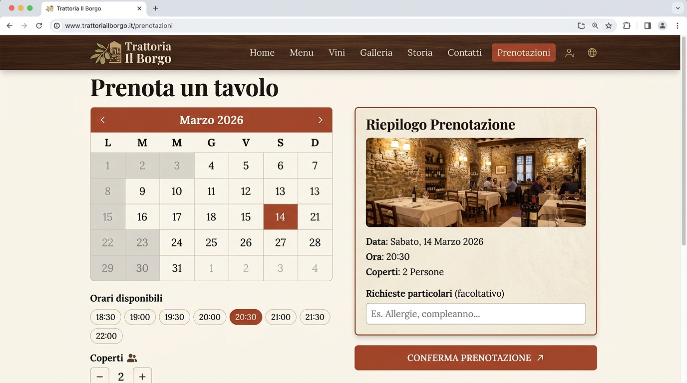 Trattoria Il Borgo — Prenotazione