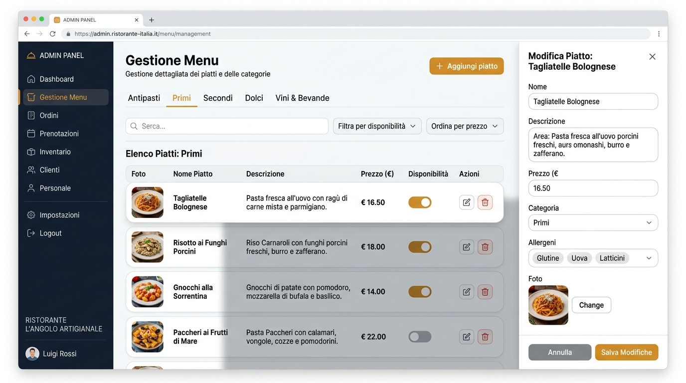 Gestionale Ristorante — Menu