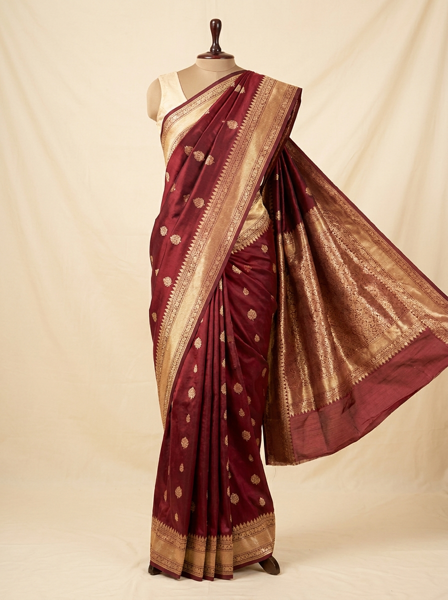 Maharani Maroon Bridal Silk Saree