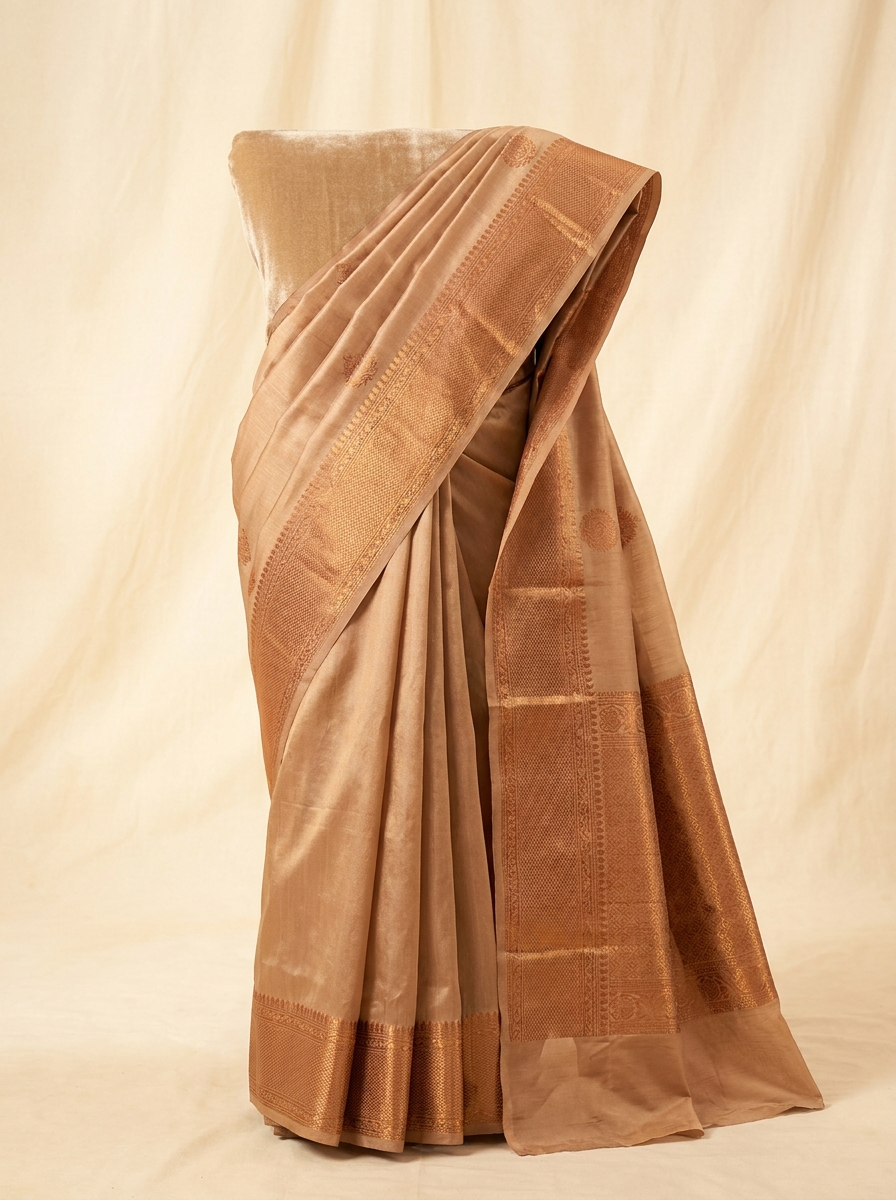 Sandalwood Beige Soft Silk Saree