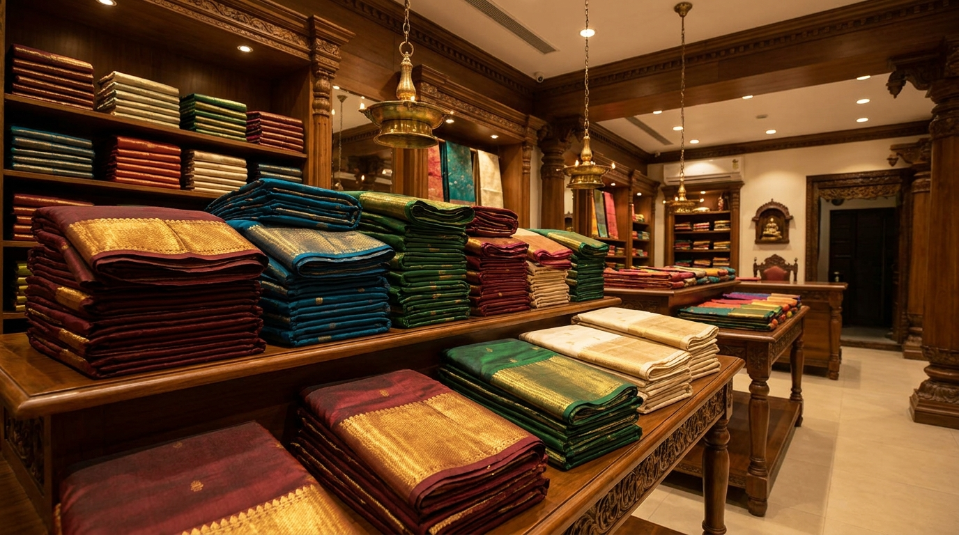 Handloom Mysore silk sarees with gold zari