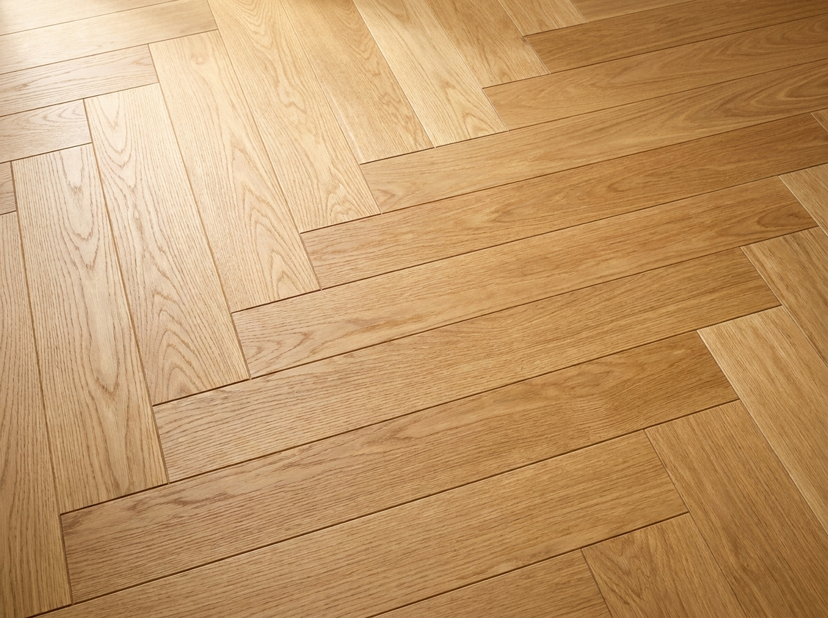 Belgravia Natural Oak herringbone flooring — AI generated product photography test