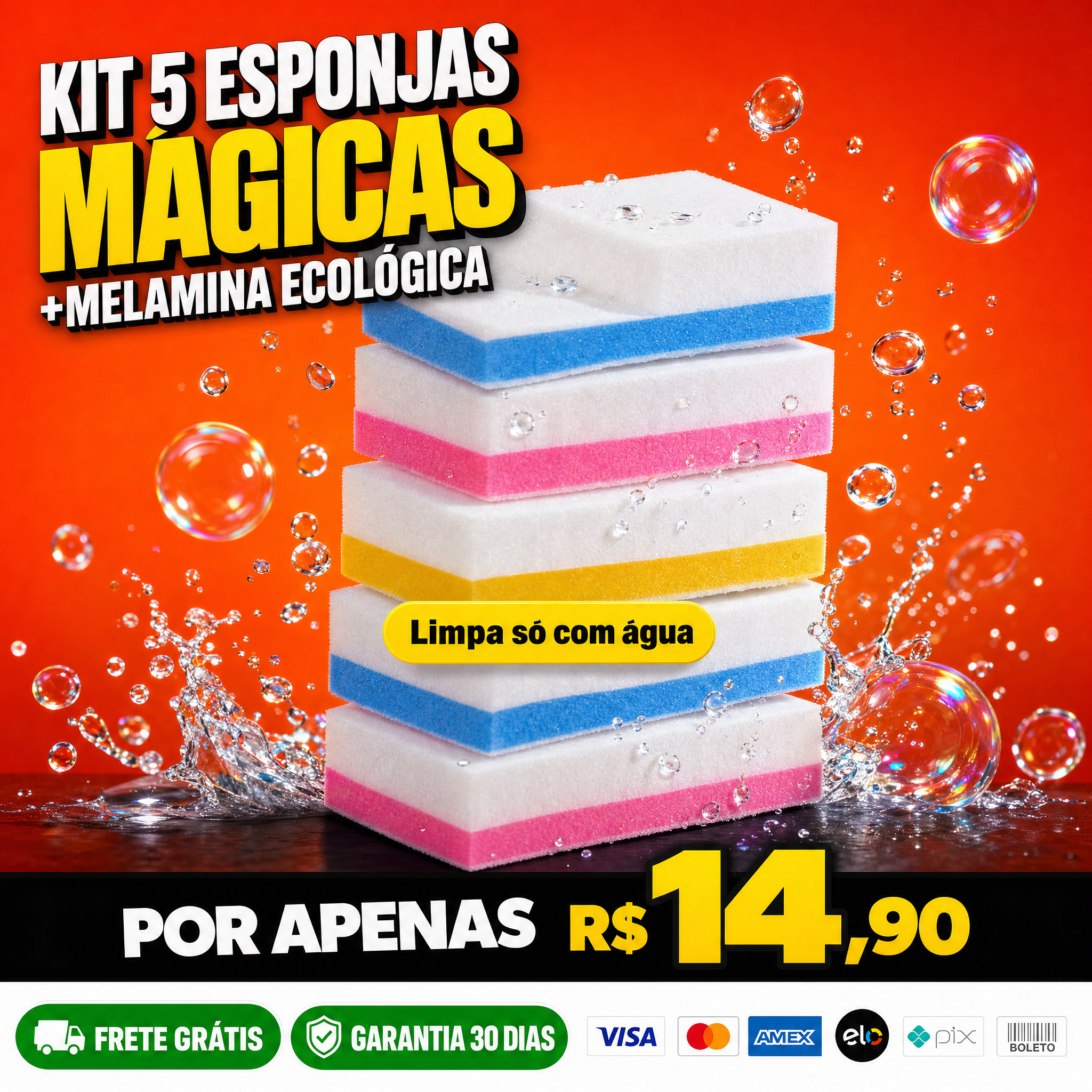 🧽 Kit 5 Esponjas Mágicas — Multiuso Melamina