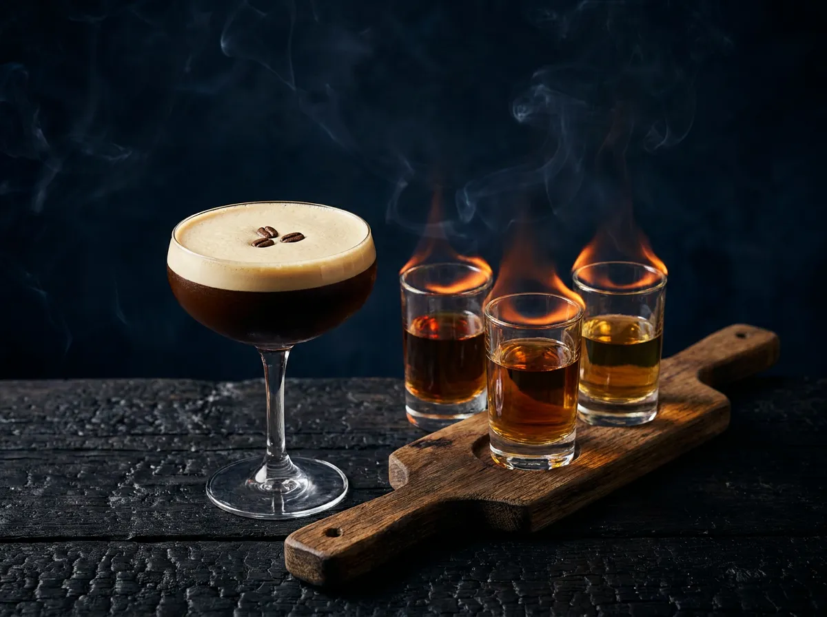 Espresso rum cocktail and rum flight