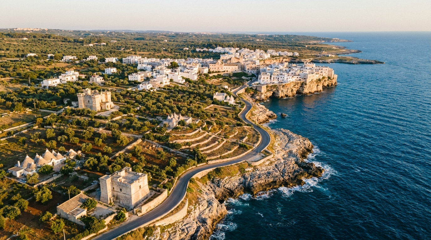 Costa e paesaggi della Puglia all'alba