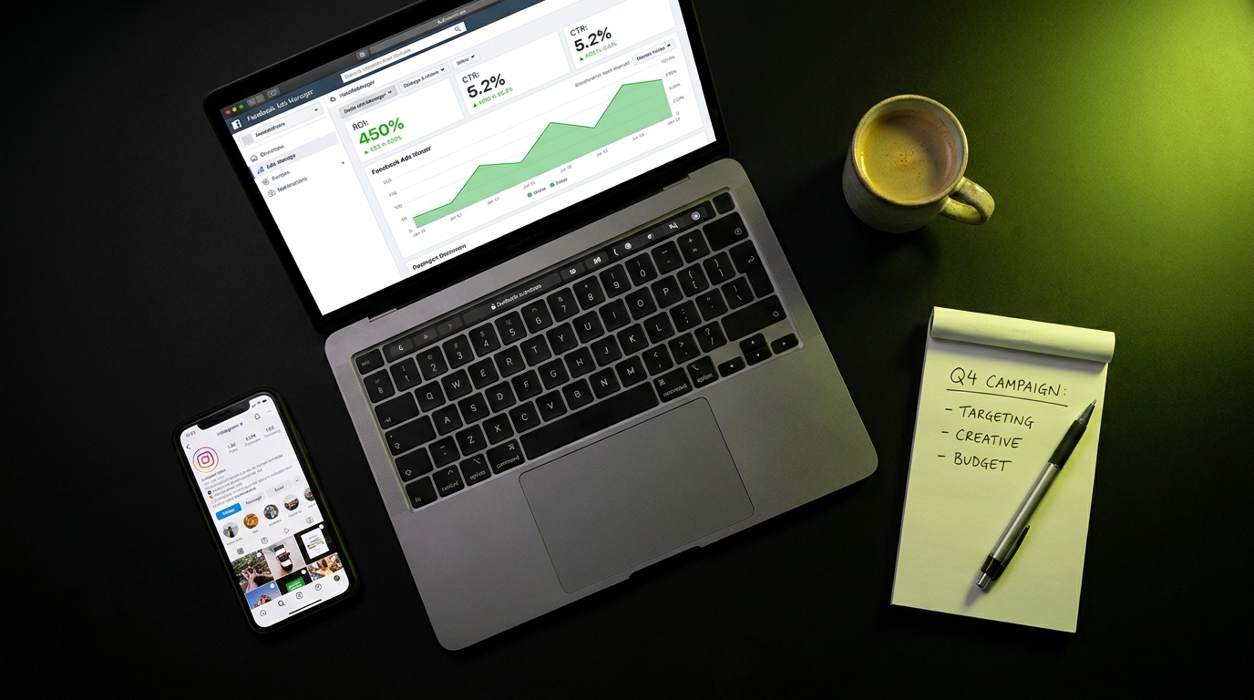 Marketing workspace with ads dashboard