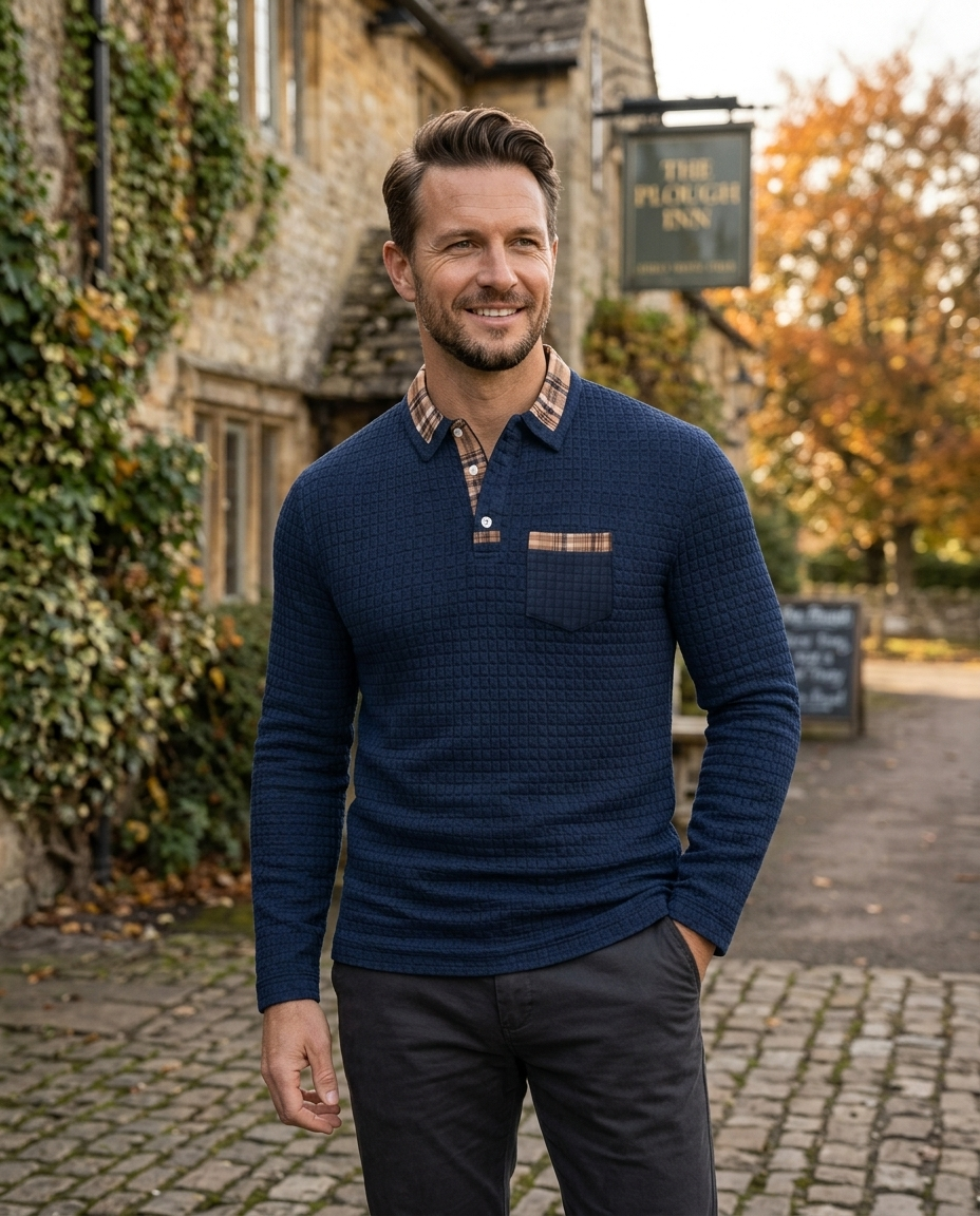 Robert Comfort Waffle Polo Shirt lifestyle photo