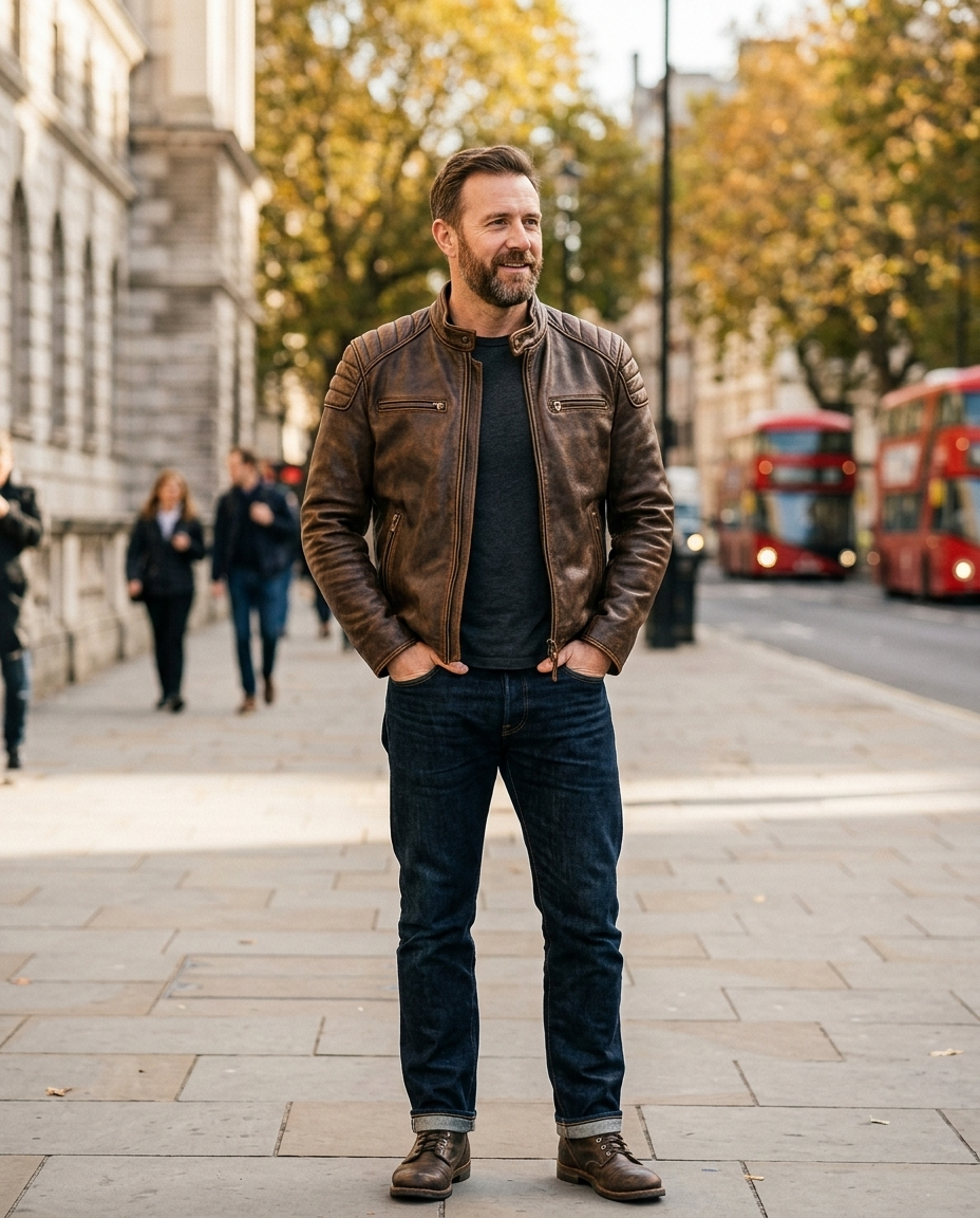 Kobe Vintage Leather Jacket lifestyle photo