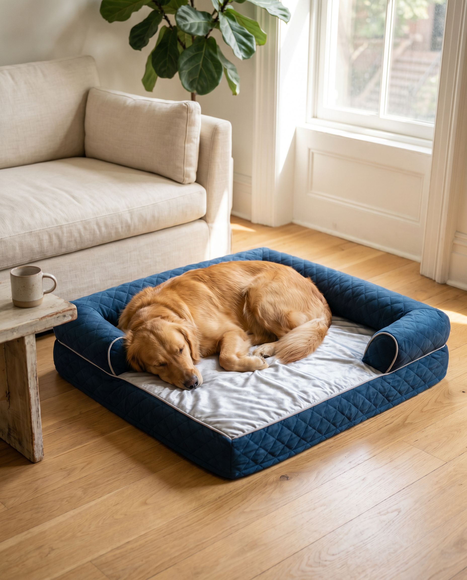 Pettiko CoolNest with golden retriever