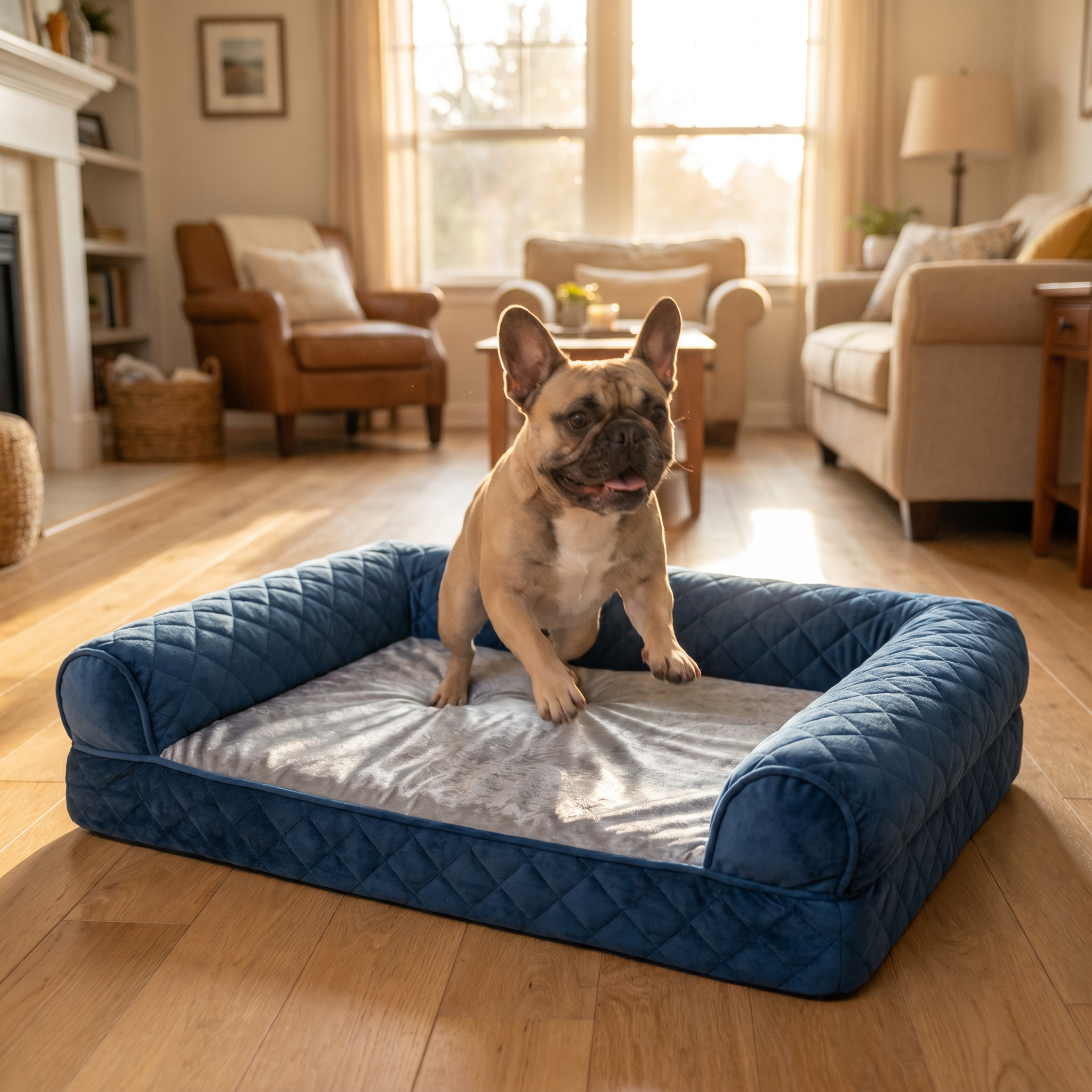 Dog using bed