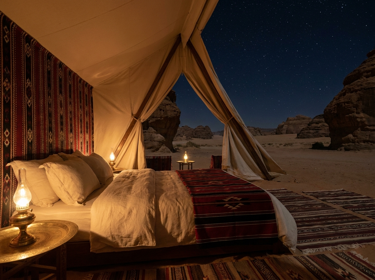 The Sadu Tent, open-sky bed under the stars