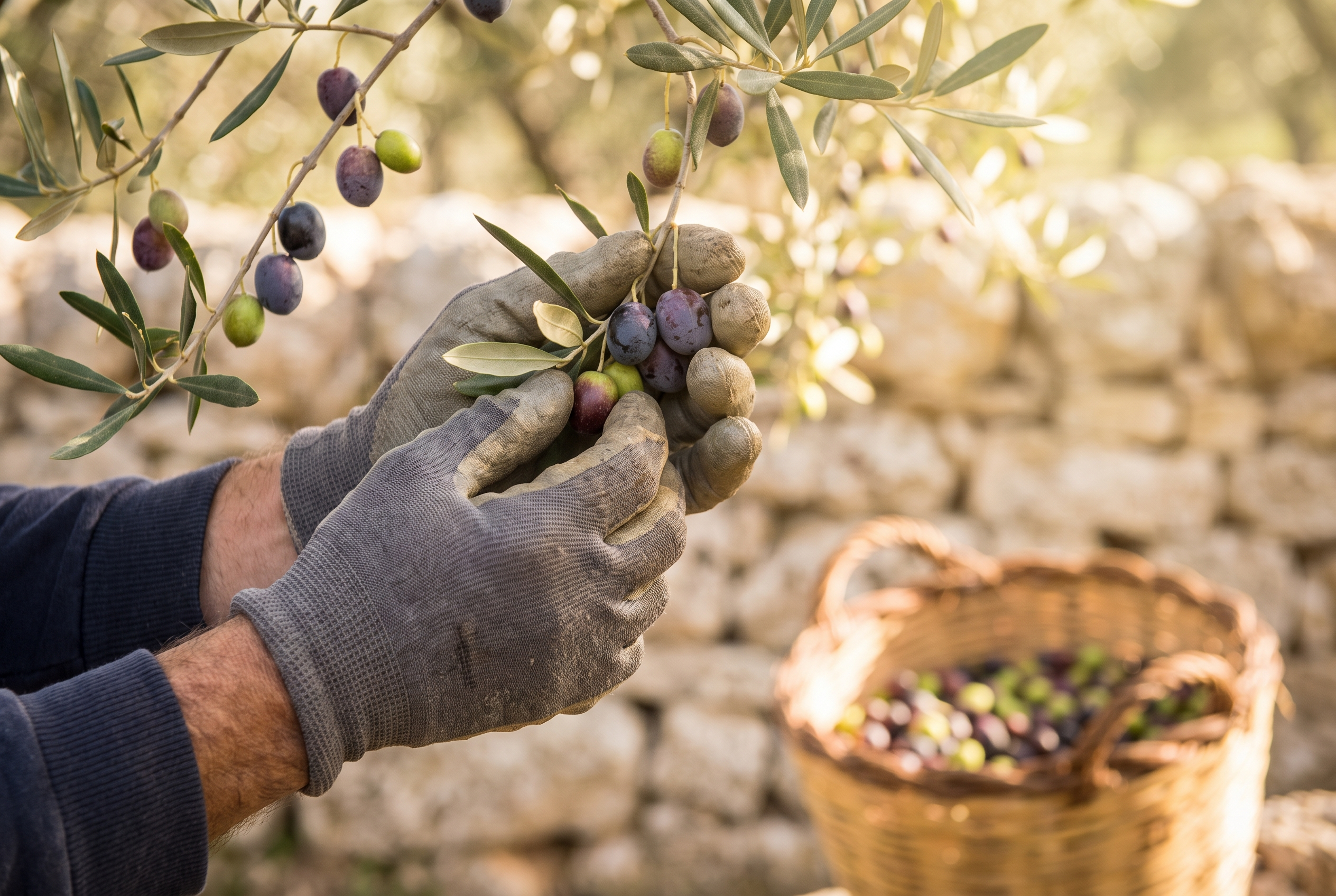 Raccolta manuale delle olive
