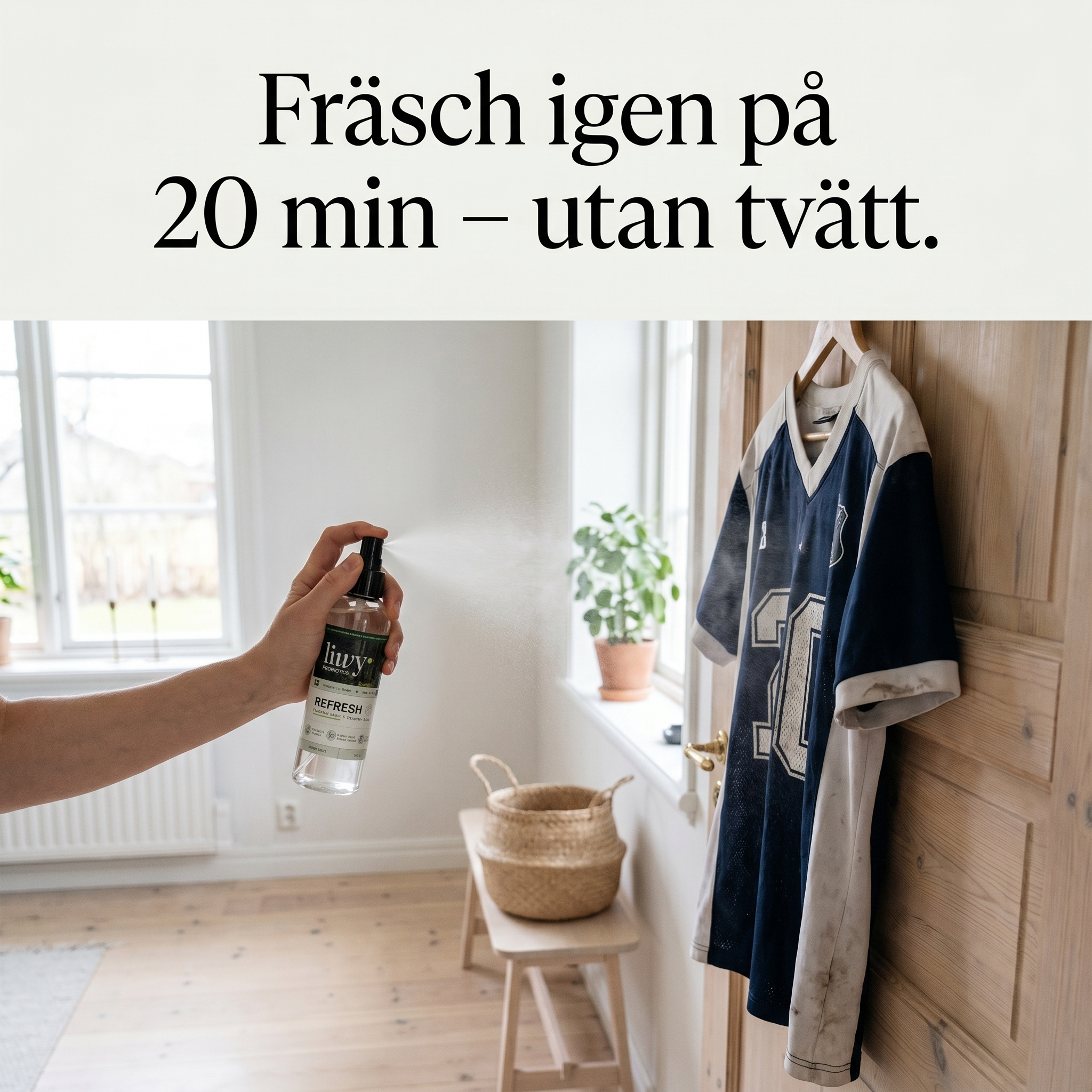 Spraya Liwy Refresh på tröjan