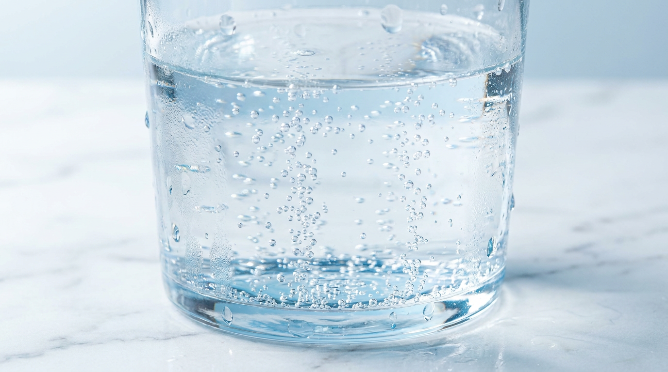 Frisches Kangen Wasser mit Wasserstoffbläschen