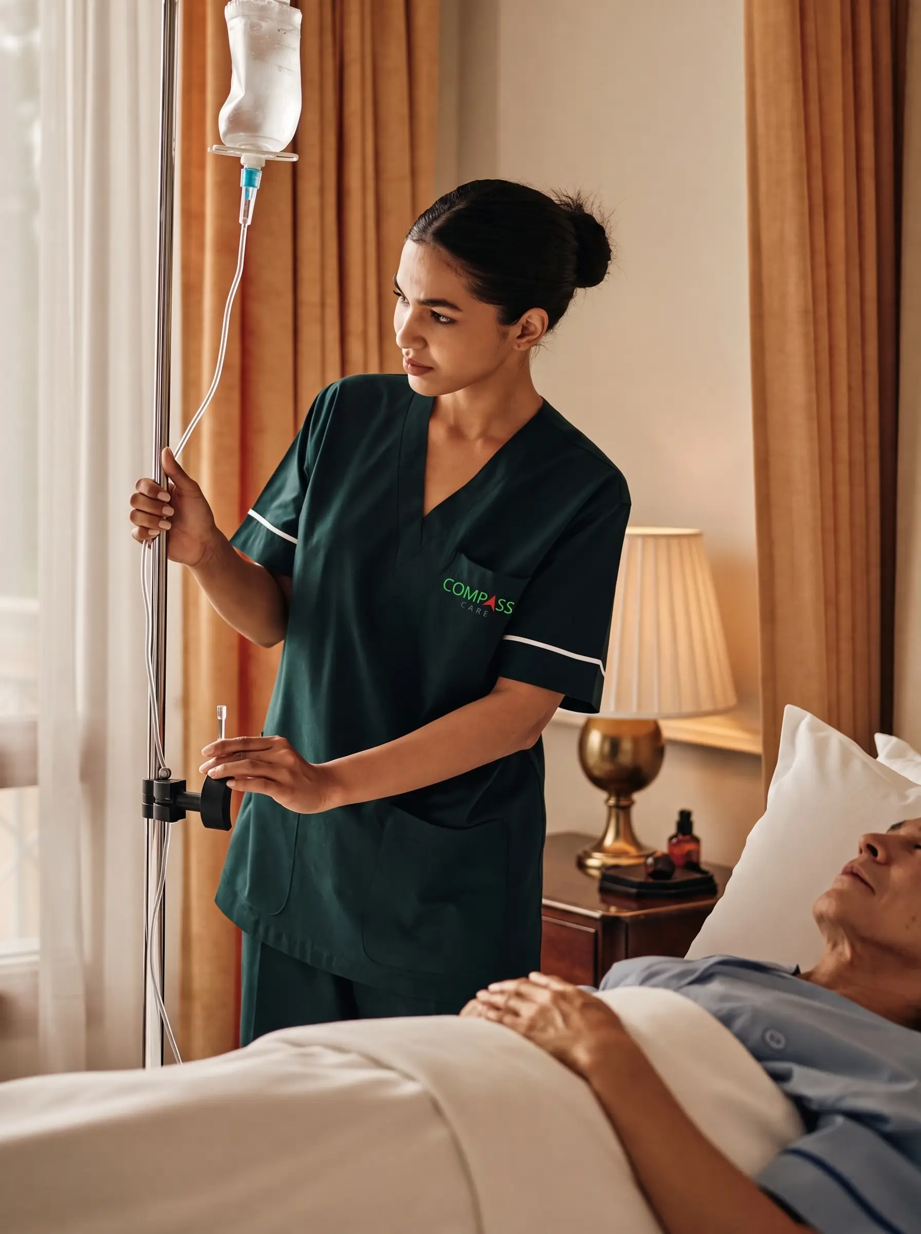 Compass Care nurse providing hospital-grade care at home