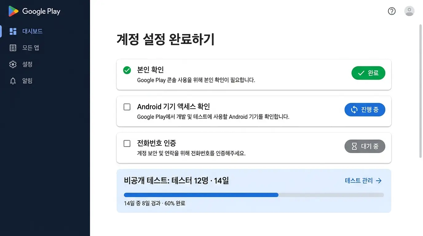 플레이 콘솔 계정 설정 체크리스트, 본인 확인과 Android 기기 액세스와 전화번호 인증
