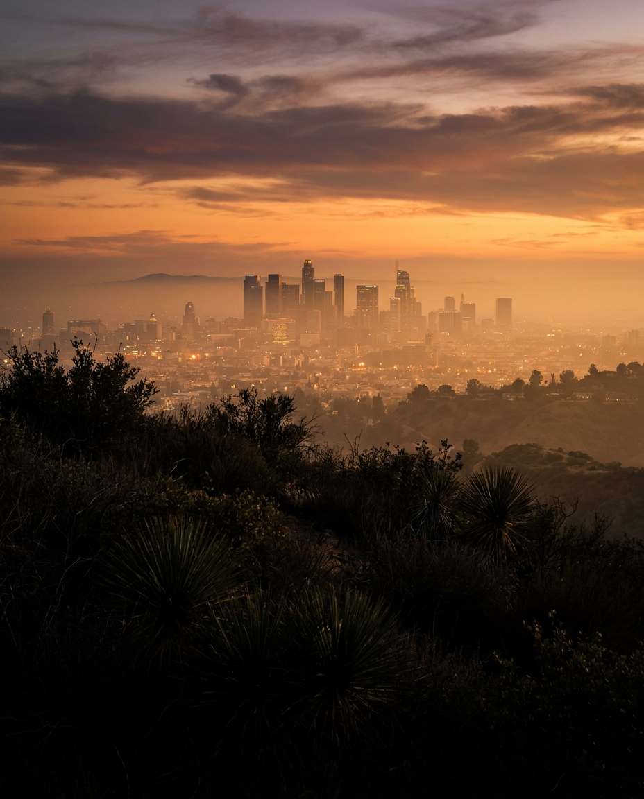 Los Angeles skyline at golden hour