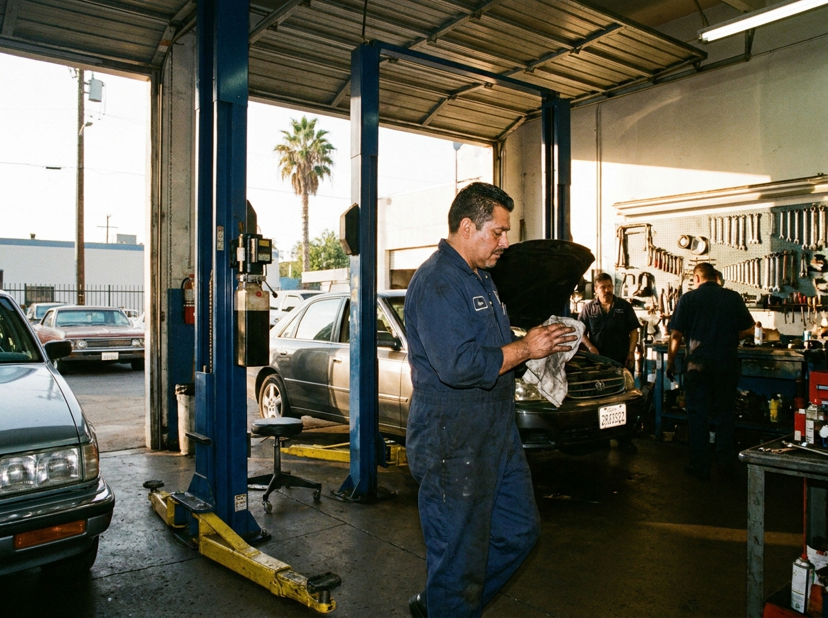 Mechanic in an independent auto repair shop in Los Angeles