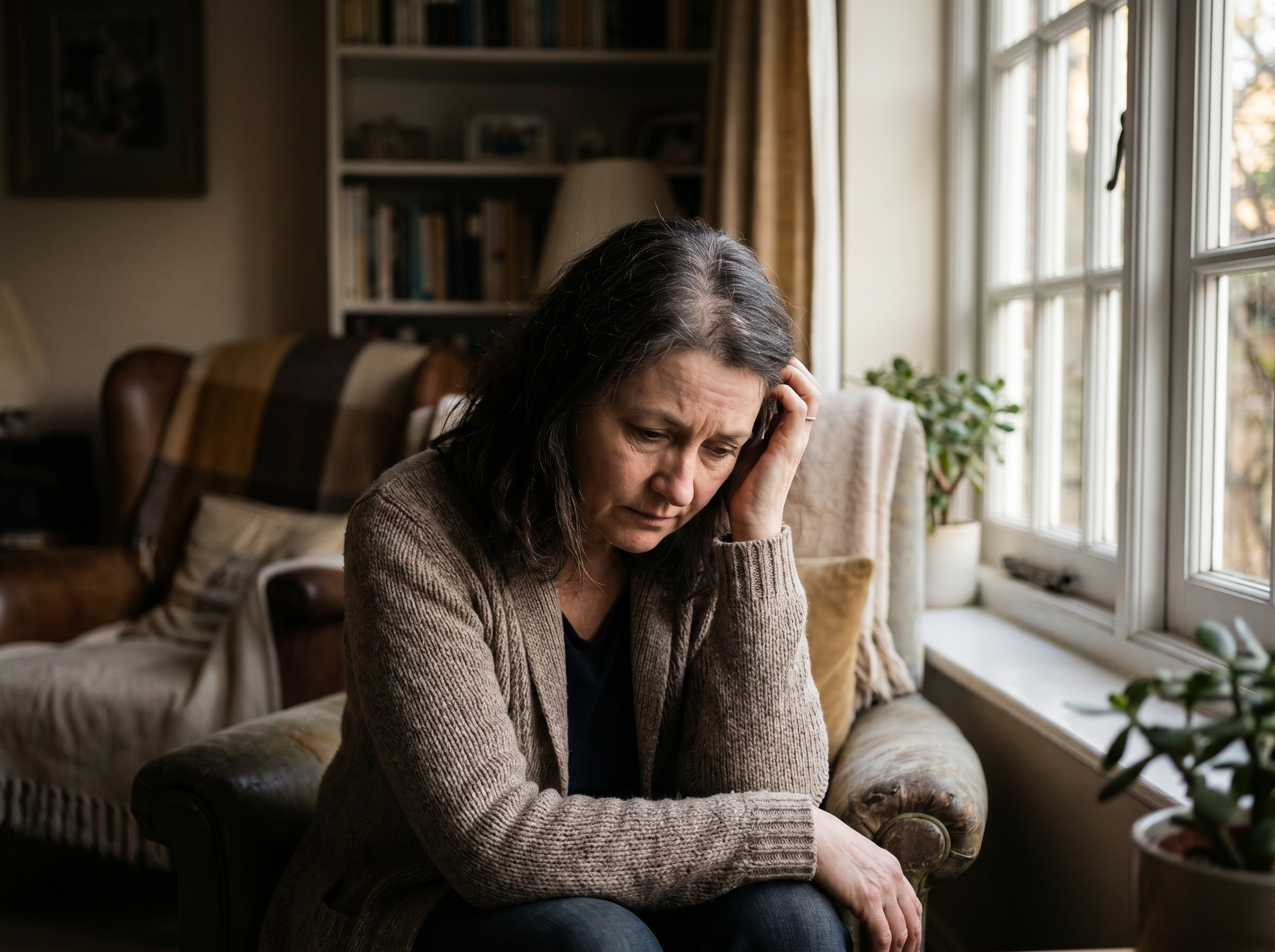 Woman struggling with hair thinning