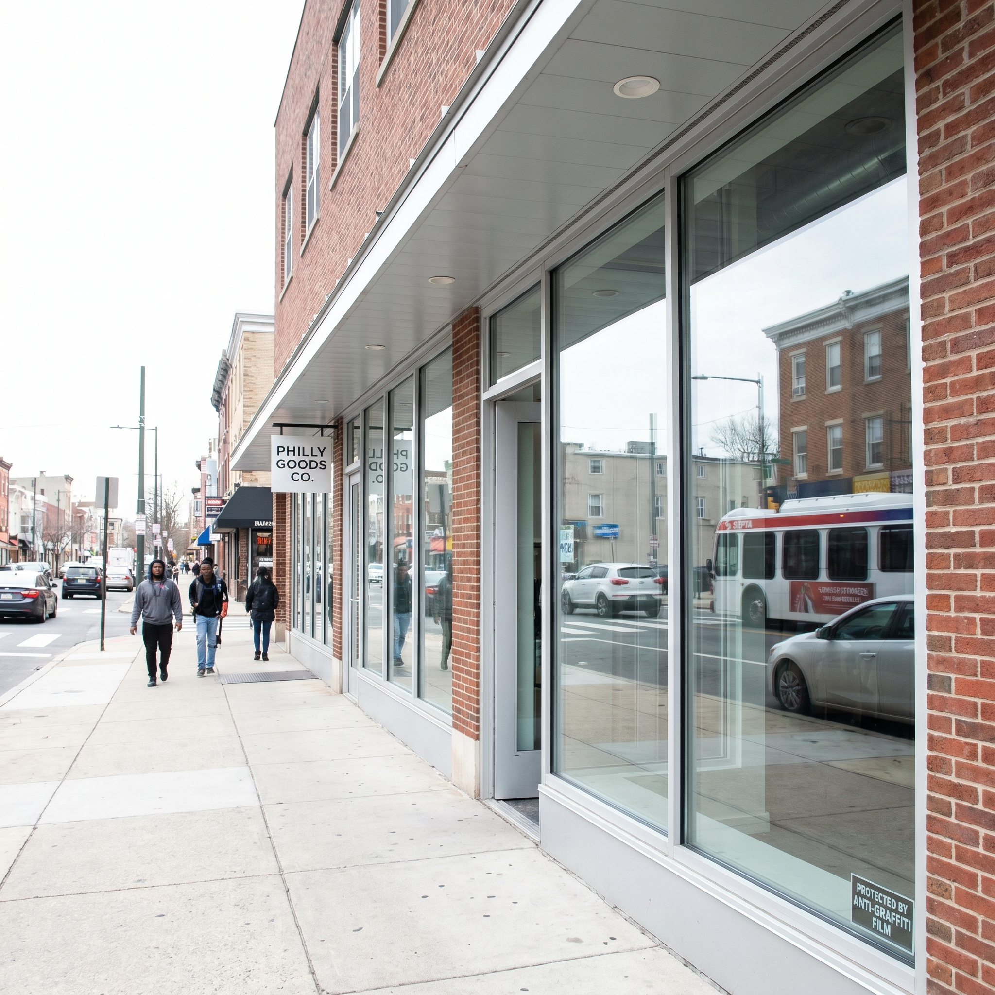 Philadelphia storefront with anti-graffiti window film protection
