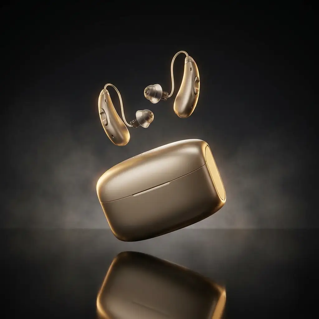 Puretone One hearing aids and charging case