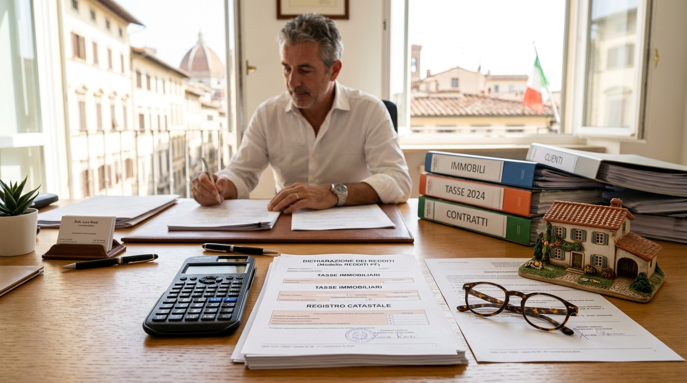 Documenti fiscali e calcolatrice per il calcolo delle imposte sull'acquisto casa