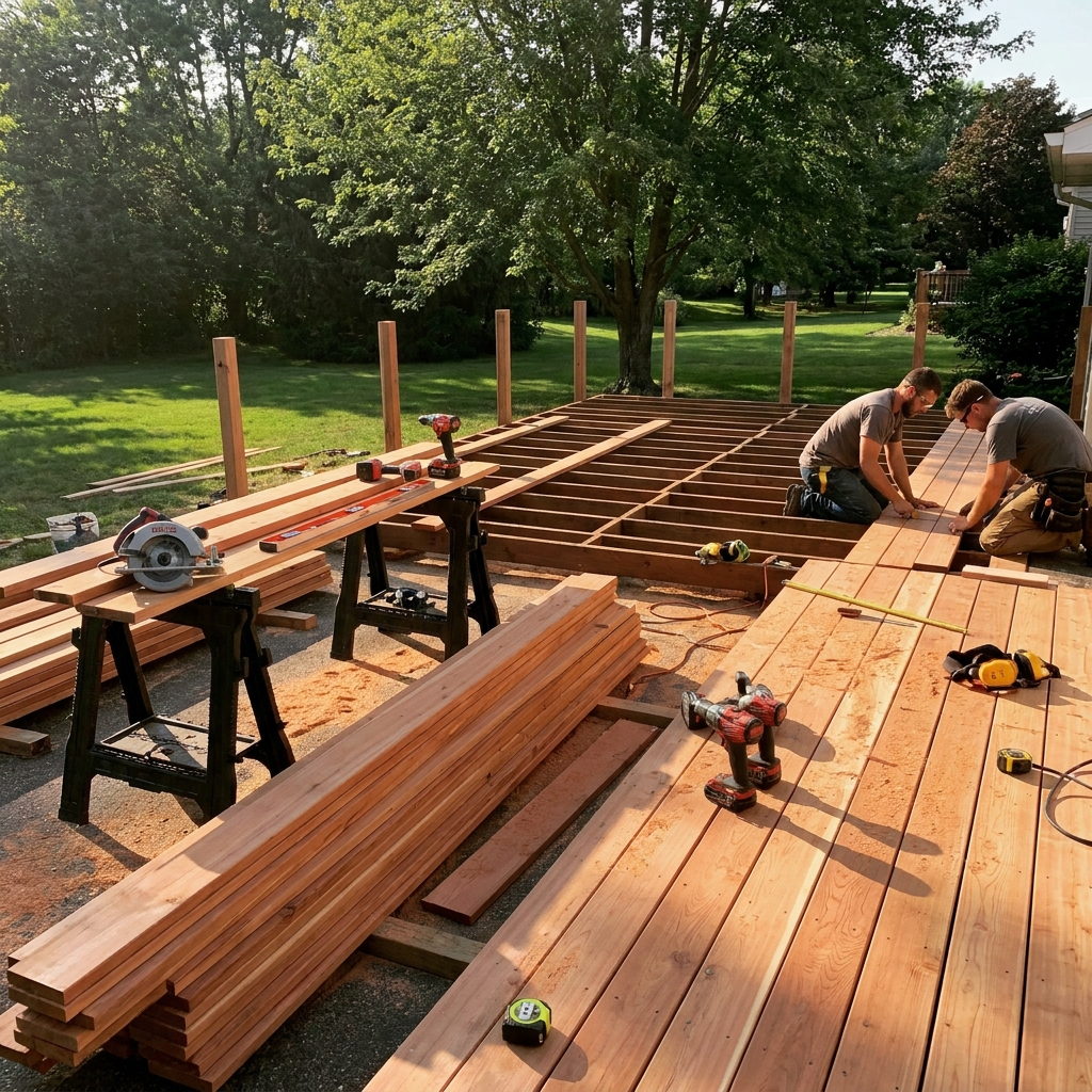 Custom backyard deck build