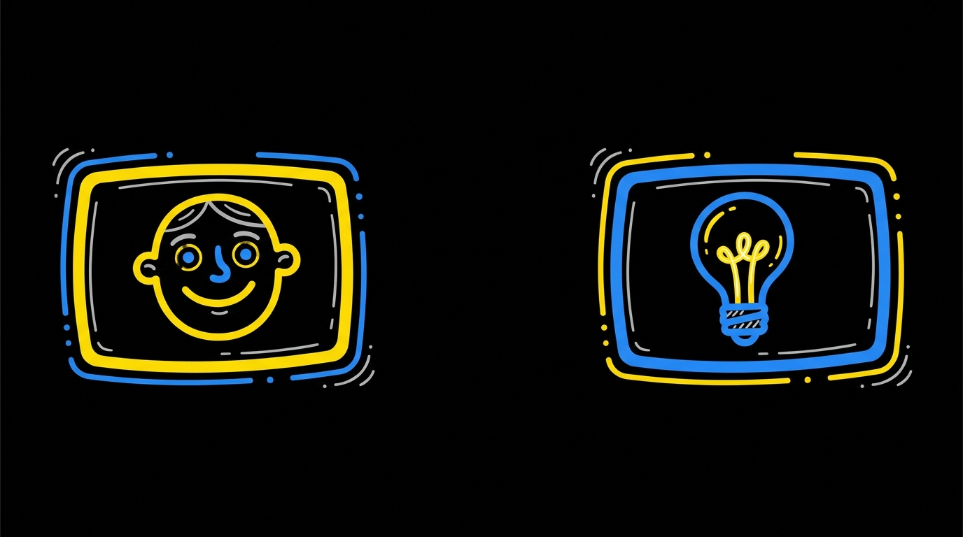 Doodle of two distinct thumbnails side by side, one a face and one an object