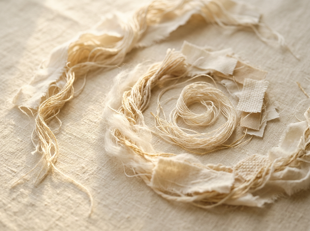 Natural textile remnants and threads
