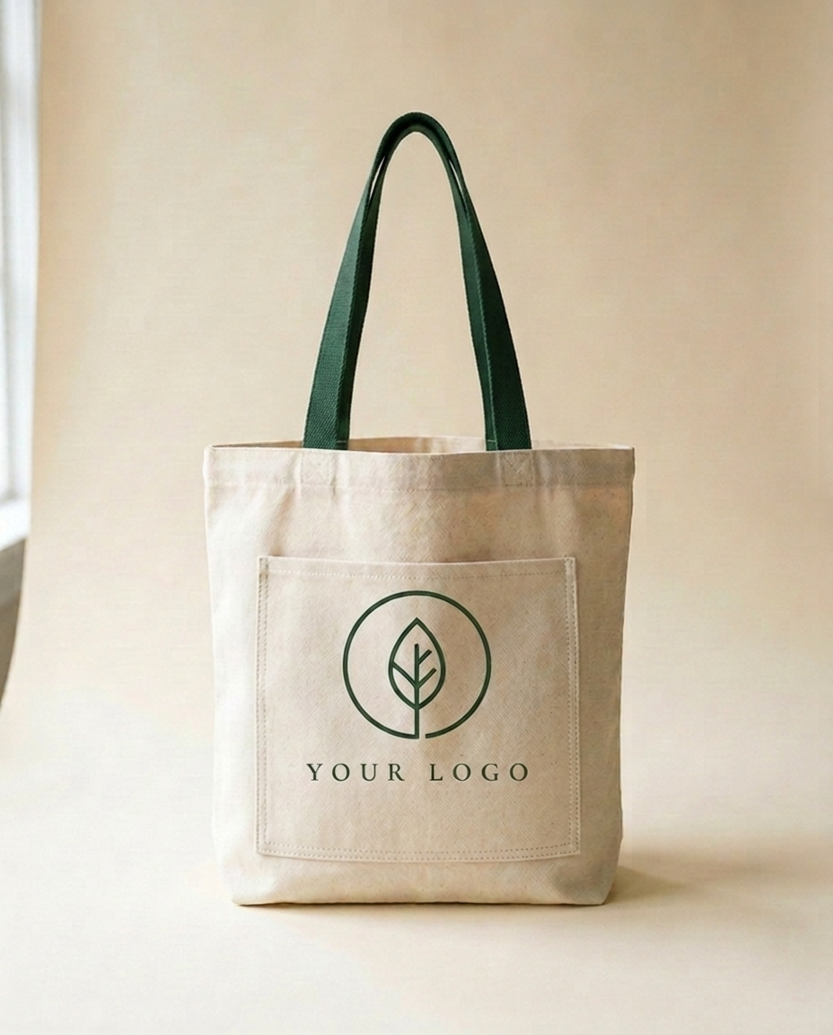 Tote with forest green handles