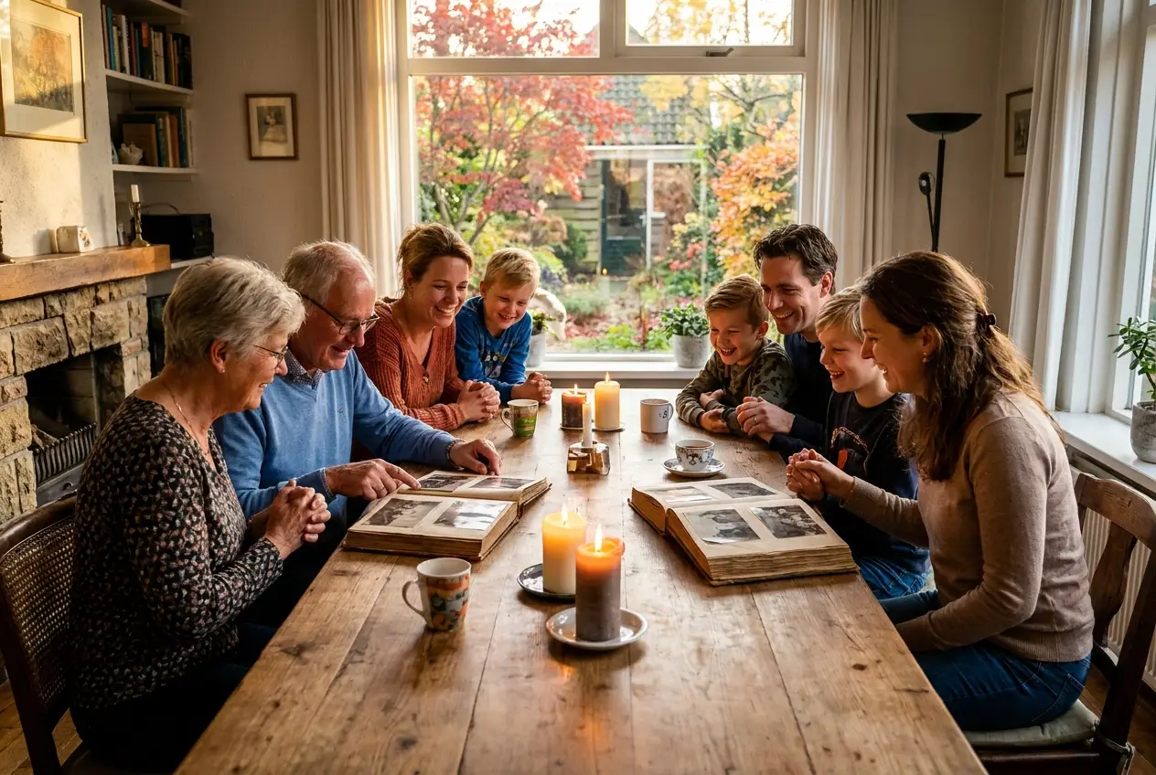 Familie samen aan tafel