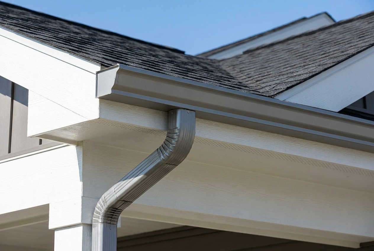 Roofline with new gutters and fascia