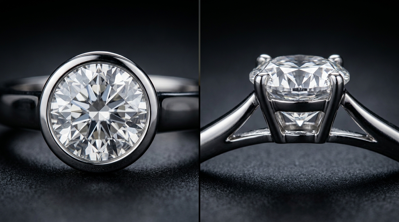Open-back vs closed-back gemstone ring setting comparison for Jyotish astrological jewelry